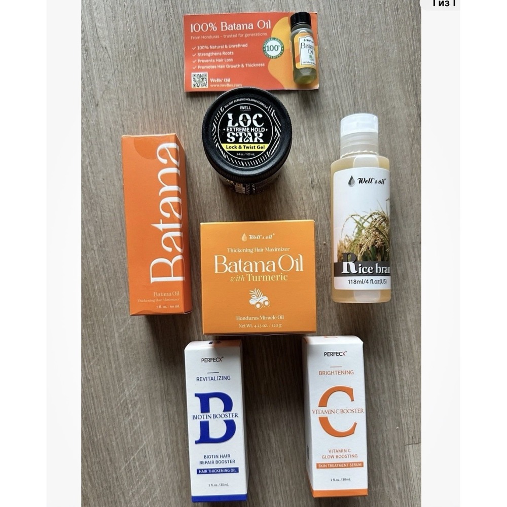 Hair Care & Skin Serum Bundle Batana Oil Rice Bran Biotin Booster Vitamin C Set